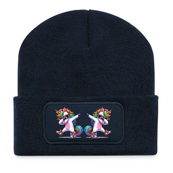 Bande dessinée Licorne 2 - Beanie recyclé à patch - bleu marine - Devant