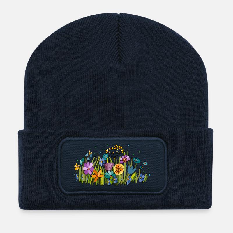 Fleur - Beanie recyclé à patch - bleu marine