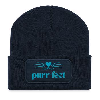 T shirt ronronnement / chats avec ronronnements mignons - Beanie recyclé à patch - bleu marine - Devant
