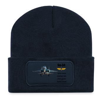 Le Su-34 - Beanie recyclé à patch - bleu marine - Devant