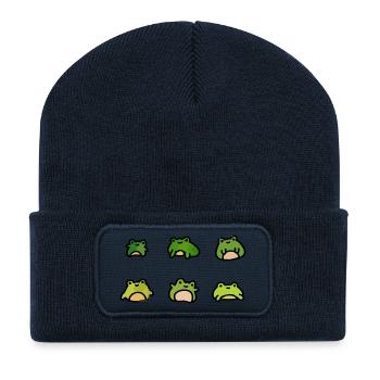 Adorable Cartoon Frogs - Recycled Patch Beanie - french navy - Front