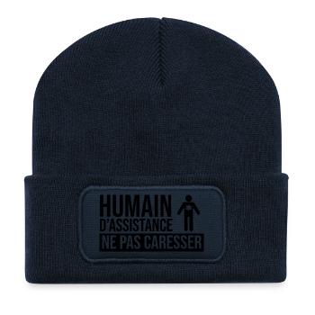 Humain d’assistance Ne pas caresser - Beanie recyclé à patch - bleu marine - Devant