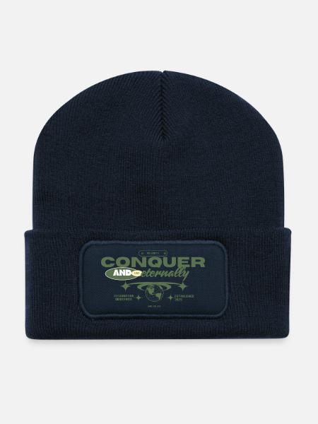 Conquérir - Beanie recyclé à patch - bleu marine