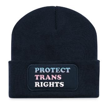 Protect Trans Rights Empowerment Design - Recycled Patch Beanie - french navy - Front
