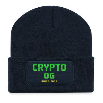 Krypto-Pioniere Retro-Logo - Recycelte Patch Beanie - French Navy - Vorne