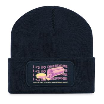 I <3 To Overdose – Conception de la prise de conscience - Beanie recyclé à patch - bleu marine - Devant