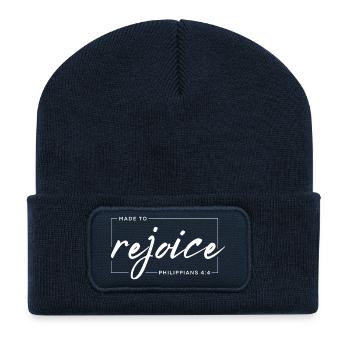 Made to Rejoice - Philippians 4:4 - Christian - Recycled Patch Beanie - french navy - Front