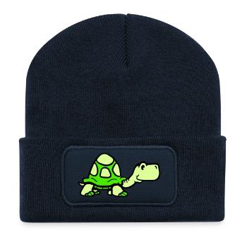 turtle cute smiling happy funny - Recycled Patch Beanie - french navy - Front