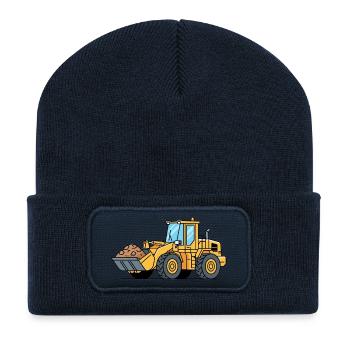 Wheel loader construction machine - Recycled Patch Beanie - french navy - Front