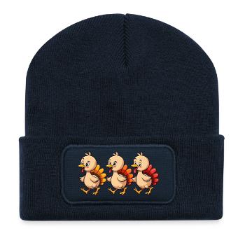 Bébé dinde de Thanksgiving - Beanie recyclé à patch - bleu marine - Devant