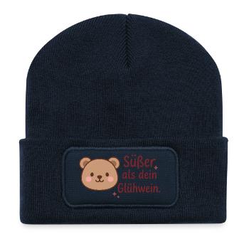 Süßer als dein Glühwein. - Recycelte Patch Beanie - French Navy - Vorne