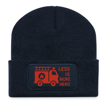 Feuerwehrleute - Weniger ist mehr Held - Recycelte Patch Beanie - French Navy - Vorne