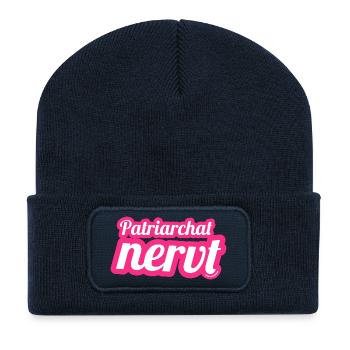 Le patriarcat est agaçant — Message féministe - Beanie recyclé à patch - bleu marine - Devant