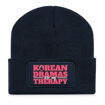 Korean Dramas Are My Therapy Heart Graphic Design - Recycled Patch Beanie - french navy - Front