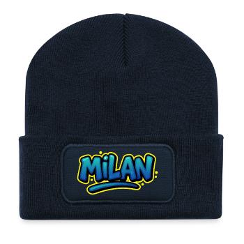 Graffiti Vorname Leon kann auf allem gedruckt werden! - Recycelte Patch Beanie - French Navy - Vorne
