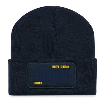 Londres – Angleterre Lyric Design - Beanie recyclé à patch - bleu marine - Devant