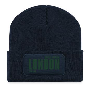 London Bold Block Typography - Recycled Patch Beanie - french navy - Front