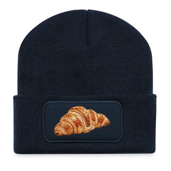Croissant brodé (imprimé) - Beanie recyclé à patch - bleu marine - Devant