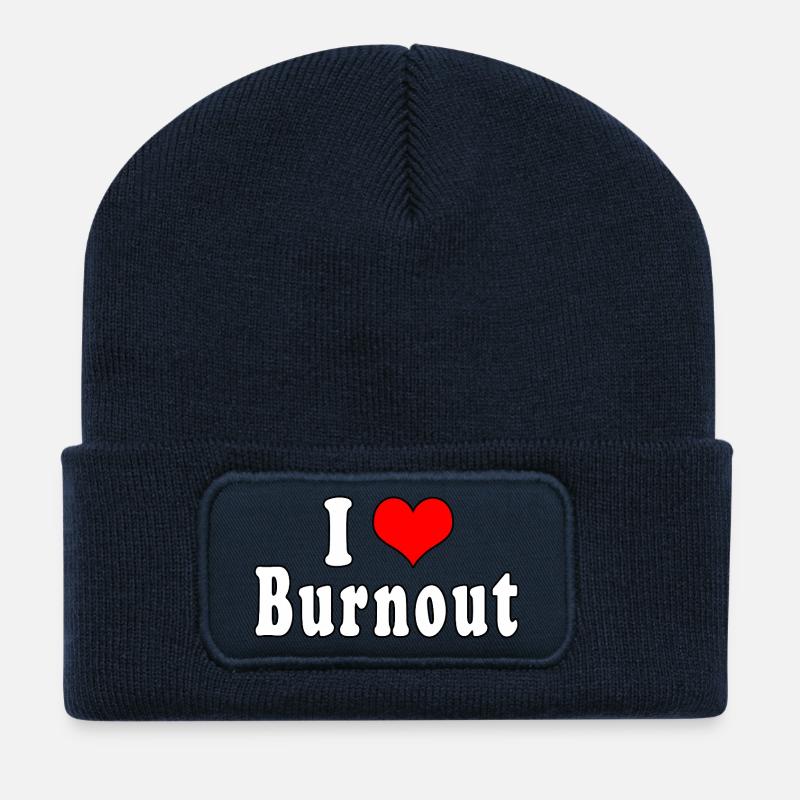 I Love Burnout - Recycled Patch Beanie - french navy