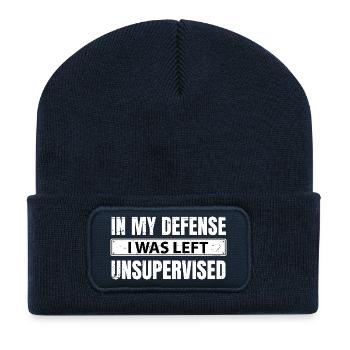 Pour ma défense, j’ai été laissé sans surveillance - Beanie recyclé à patch - bleu marine - Devant