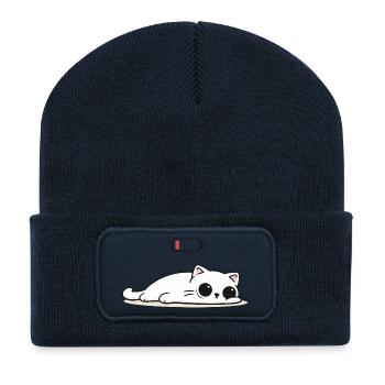 Cat Social Battery Low – No Power Mode - Recycled Patch Beanie - french navy - Front