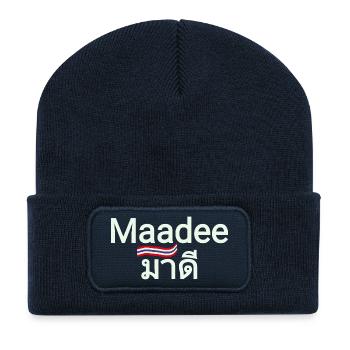Madee Thaïlande - Beanie recyclé à patch - bleu marine - Devant