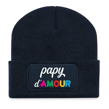 Grandpa of Love – Humor Family Gift Party Tenders - Recycled Patch Beanie - french navy - Front