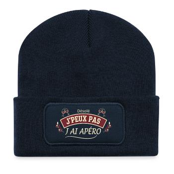 Aperitif verpasst, tut mir leid. - Recycelte Patch Beanie - French Navy - Vorne