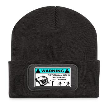 Aufkleber - Recycelte Patch Beanie - Dunkelgrau - Vorne