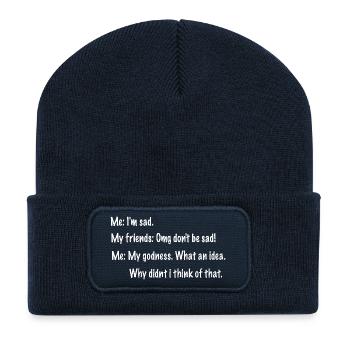 Genialer Ratschlag Humor Zitat  - Recycelte Patch Beanie - French Navy - Vorne