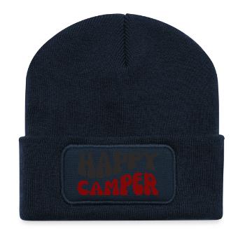 Happy Camper Rétro Print - Beanie recyclé à patch - bleu marine - Devant