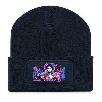 Neon Knight with Heart Shield - Recycled Patch Beanie - french navy - Front