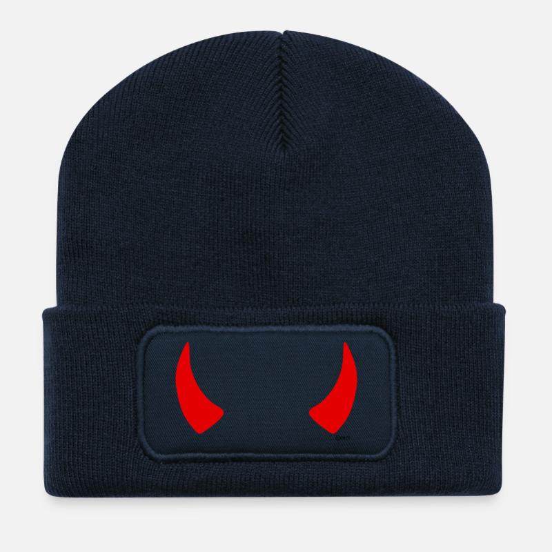 Rote Hörner - Recycelte Patch Beanie - French Navy