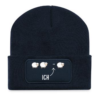  Ich Lustiges Schaf Motiv für Introvertierte - Recycelte Patch Beanie - French Navy - Vorne