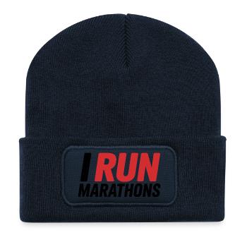 I Run Marathon Schriftzug - Recycelte Patch Beanie - French Navy - Vorne