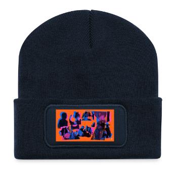 Collage Pop Silhouetten - Recycelte Patch Beanie - French Navy - Vorne