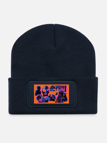 Collage Pop Silhouettes - Recycled Patch Beanie - french navy
