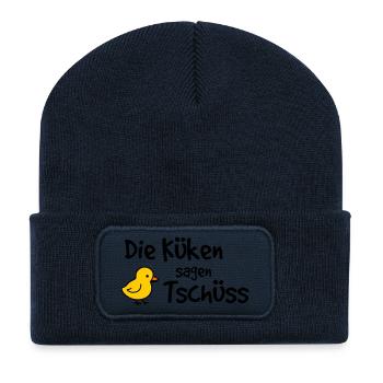 Die Küken sagen Tschüss – Abschied Erzieherin - Recycelte Patch Beanie - French Navy - Vorne