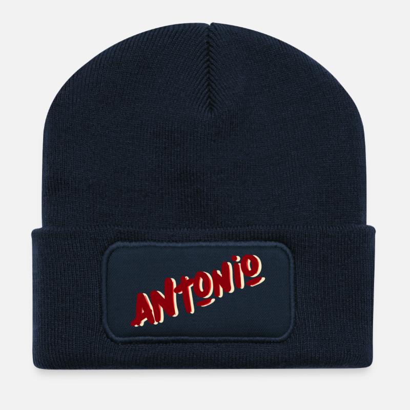 Antonio - Beanie recyclé à patch - bleu marine