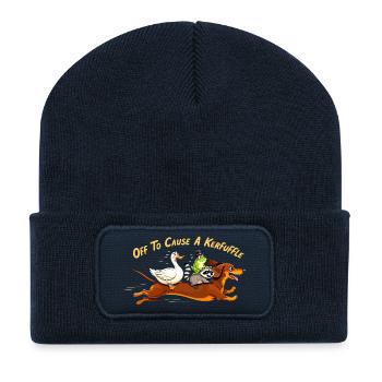 Animal chaos on the dachshund - Recycled Patch Beanie - french navy - Front