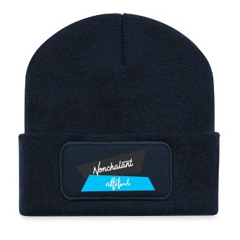 Nonchalant Attitude Blue Black - Recycled Patch Beanie - french navy - Front
