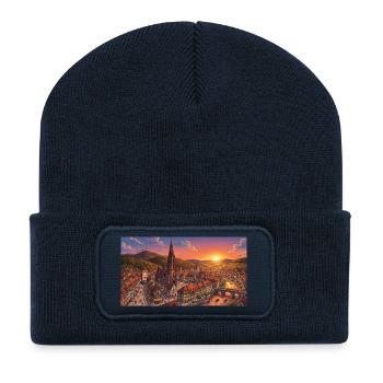 Ambiance du soir dans la vieille ville historique - Beanie recyclé à patch - bleu marine - Devant