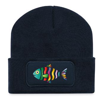 Colorful Fish | Colourful sea motif - Recycled Patch Beanie - french navy - Front