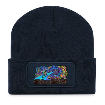 Road Is A State Of Mind Trippy Shirt - Recycled Patch Beanie - french navy - Front