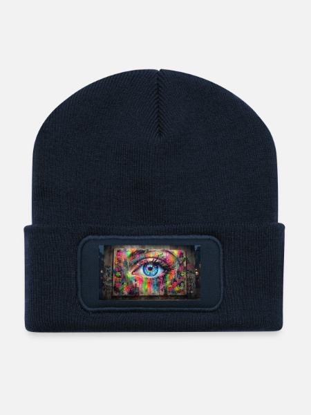 Neonauge Streetgraffiti Auge - Recycelte Patch Beanie - French Navy