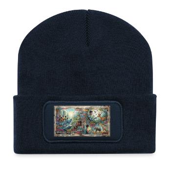 Zukunftsharmonie und Vielfalt - Recycelte Patch Beanie - French Navy - Vorne