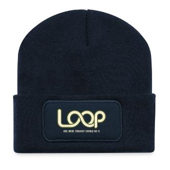 LOOP – One More Thought | Humor about Overthinking - Recycled Patch Beanie - french navy - Front