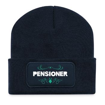 Pensioner Flourish Print - Recycelte Patch Beanie - French Navy - Vorne