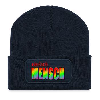 MENSCH INKLUSION VIELFALT - Recycelte Patch Beanie - French Navy - Vorne