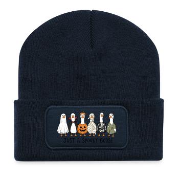 Just a Spooky Goose - Funny Halloween Geese - Recycled Patch Beanie - french navy - Front